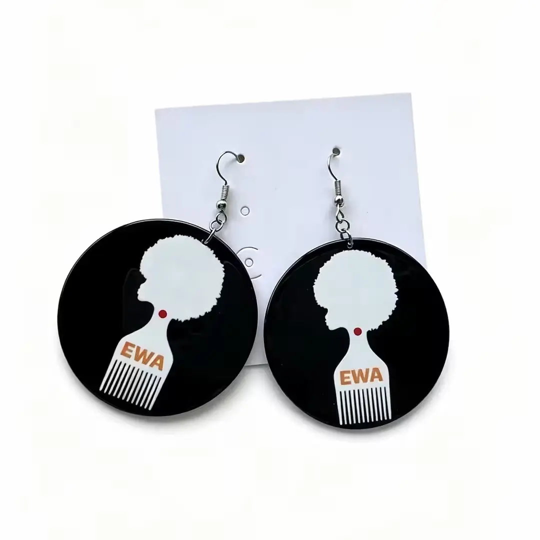 EWA Afro-Pick Earrings – Black