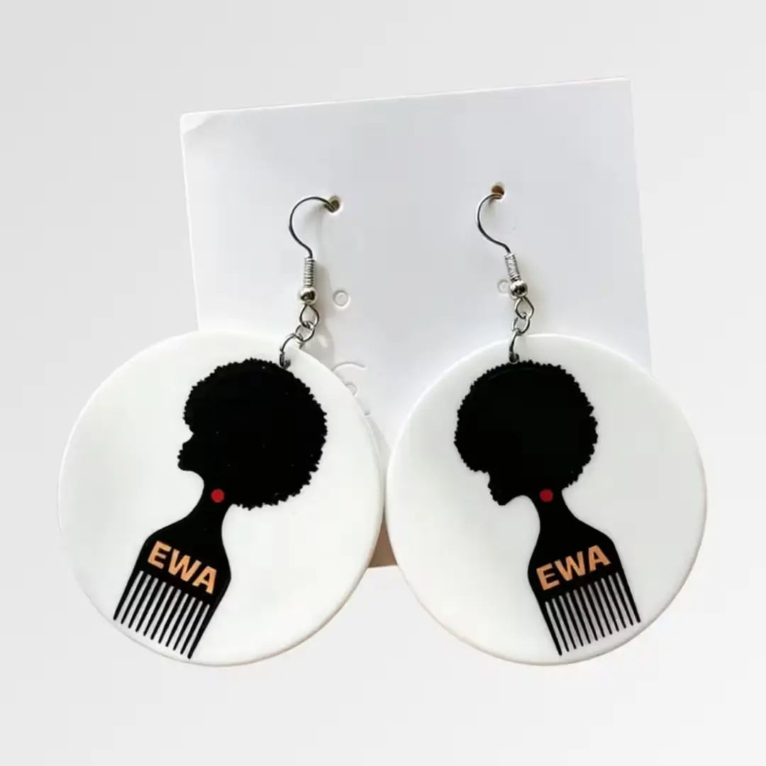 EWA Afro-Pick Earrings – White